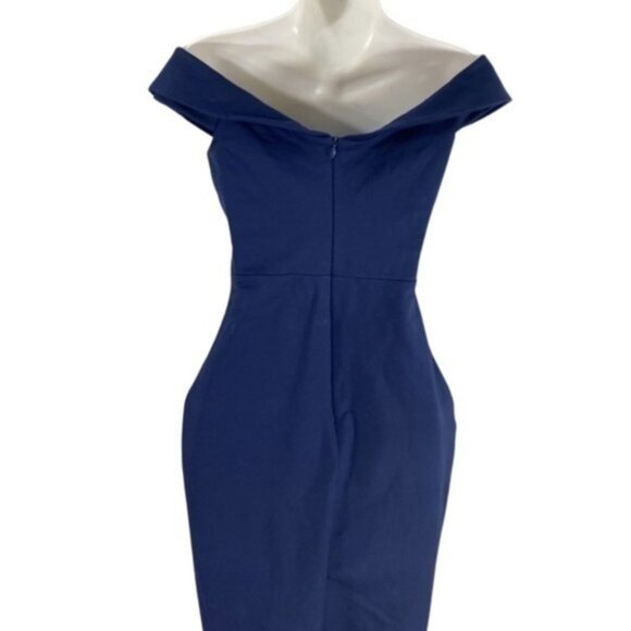 Lulu’s Way Of Love Navy Blue Off-the-Shoulder Bodycon Dress OO9 - Picture 6 of 12